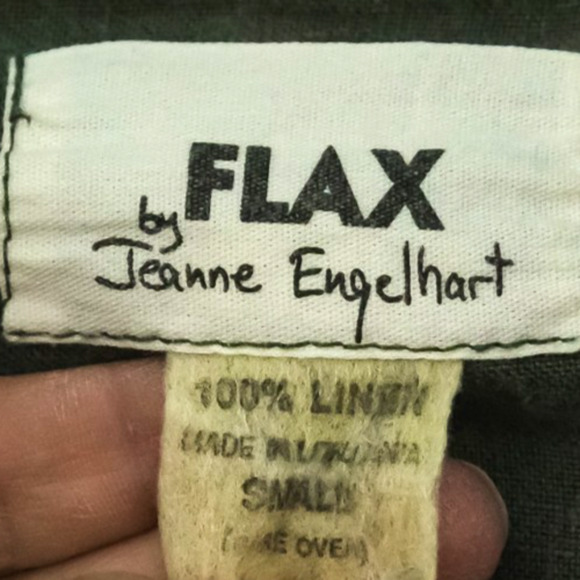 Flax Size Small S Green Long Sleeve Button Oversized Relaxed Linen Arsty Jacket - Picture 3 of 4